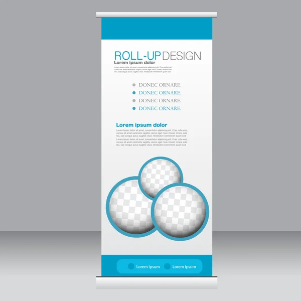 Roll up banner stand template. Abstract background for design,  business, education, advertisement. Blue color. Vector  illustration. — Stock Vector