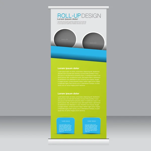 Roll up banner stand modello. Sfondo astratto per progettazione, commercio, formazione, pubblicità . — Vettoriale Stock