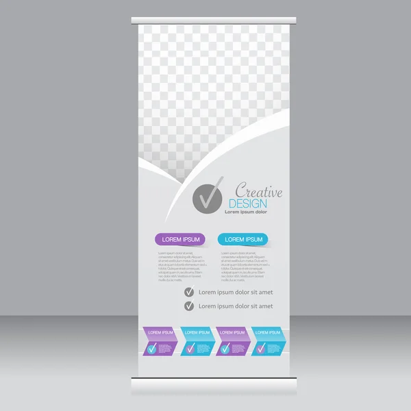 Roll-up banner állvány sablon. Absztrakt háttér a tervezési, business, oktatás, reklám. — Stock Vector