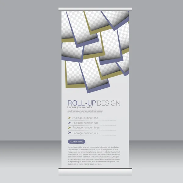 Roll-up Banner Stand Vorlage. Abstrakter Hintergrund für Design, Wirtschaft, Bildung, Werbung. — Stockvektor