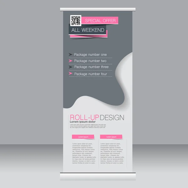 Roll up banner stand template. Abstract background for design,  business, education, advertisement. — Stock Vector