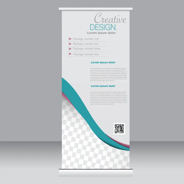 Roll-up banner staan sjabloon. Abstracte achtergrond voor ontwerp, business, onderwijs, reclame. — Stockvector