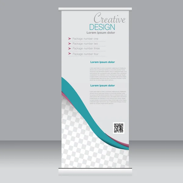 Roll up banner stand modello. Sfondo astratto per progettazione, commercio, formazione, pubblicità . — Vettoriale Stock