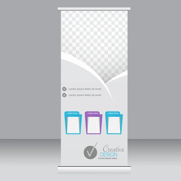 Roll-up banner staan sjabloon. Abstracte achtergrond voor ontwerp, business, onderwijs, reclame. — Stockvector