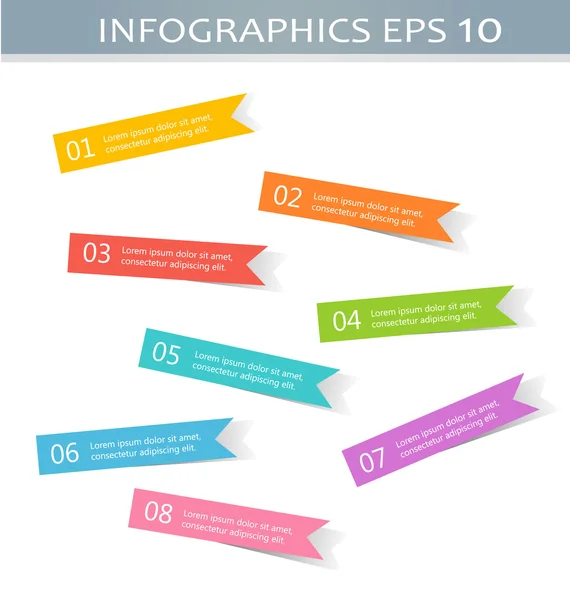 Infografías modernas plantilla de diseño web colorido con ilustración de vector de sombra — Vector de stock