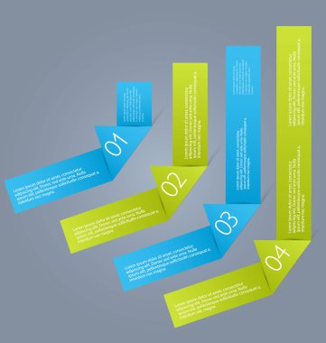 Business infographics template for presentation, education, web design, banners, brochures, flyers. Blue and green tabs.