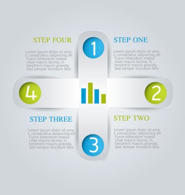 Business infographics template for presentation, education, web design, banners, brochures, flyers. Blue and green tabs.