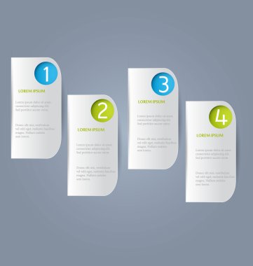 Business infographics template for presentation, education, web design, banners, brochures, flyers. Blue and green tabs.