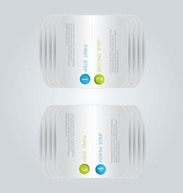 Business infographics template for presentation, education, web design, banners, brochures, flyers. Blue and green tabs.