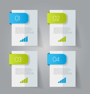 Business infographics template for presentation, education, web design, banners, brochures, flyers. Blue and green tabs.