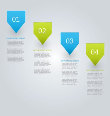 Business infographics template for presentation, education, web design, banners, brochures, flyers. Blue and green tabs.