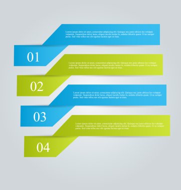 Business infographics template for presentation, education, web design, banners, brochures, flyers. Blue and green tabs.