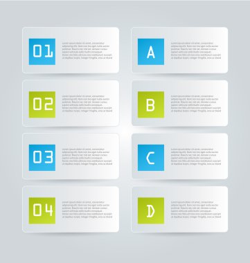 Business infographics template for presentation, education, web design, banners, brochures, flyers. Blue and green tabs.
