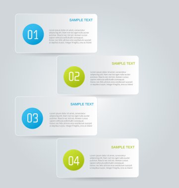 Business infographics template for presentation, education, web design, banners, brochures, flyers. Blue and green tabs.