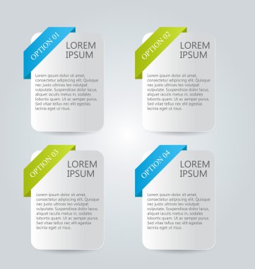 Business infographics template for presentation, education, web design, banners, brochures, flyers. Blue and green tabs.