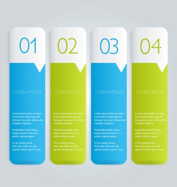 Business infographics template for presentation, education, web design, banners, brochures, flyers. Blue and green tabs.
