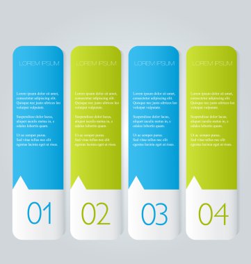 Business infographics template for presentation, education, web design, banners, brochures, flyers. Blue and green tabs.