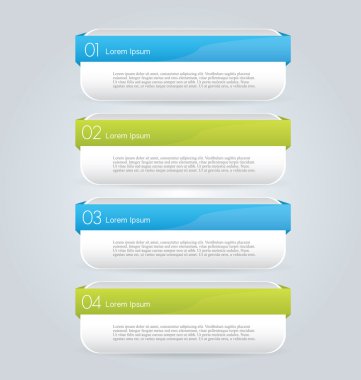 Business infographics template for presentation, education, web design, banners, brochures, flyers. Blue and green tabs.
