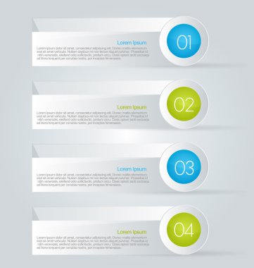 Business infographics template for presentation, education, web design, banners, brochures, flyers. Blue and green tabs.
