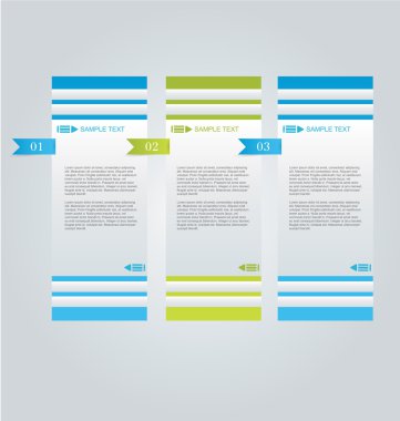 Business infographics template for presentation, education, web design, banners, brochures, flyers. Blue and green tabs.