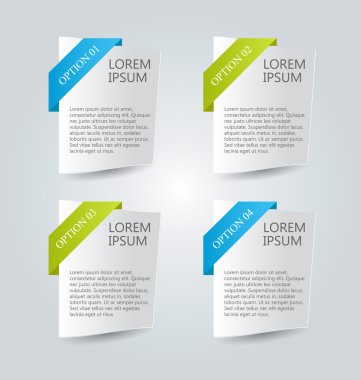 Business infographics template for presentation, education, web design, banners, brochures, flyers. Blue and green tabs.