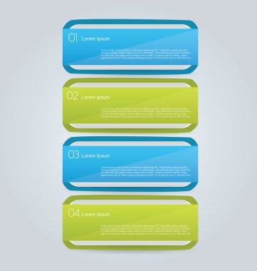 Business infographics template for presentation, education, web design, banners, brochures, flyers. Blue and green tabs.