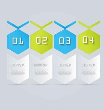 Business infographics template for presentation, education, web design, banners, brochures, flyers. Blue and green tabs.