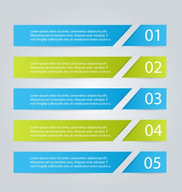 Business infographics template for presentation, education, web design, banners, brochures, flyers. Blue and green tabs.