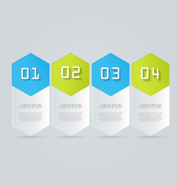 Business infographics template for presentation, education, web design, banners, brochures, flyers. Blue and green tabs.