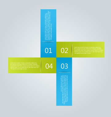 Business infographics template for presentation, education, web design, banners, brochures, flyers. Blue and green tabs.