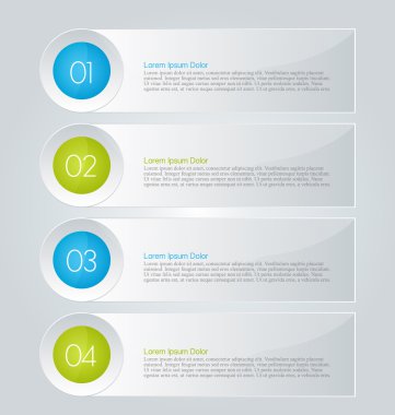 Business infographics template for presentation, education, web design, banners, brochures, flyers. Blue and green tabs.