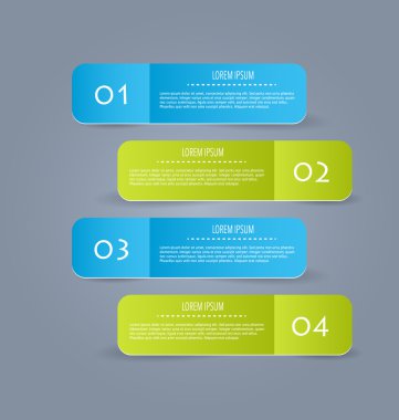 Business infographics template for presentation, education, web design, banners, brochures, flyers. Blue and green tabs.