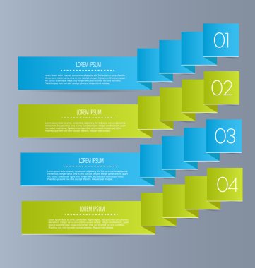 Business infographics template for presentation, education, web design, banners, brochures, flyers. Blue and green tabs.