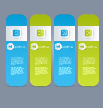 Business infographics template for presentation, education, web design, banners, brochures, flyers. Blue and green tabs.