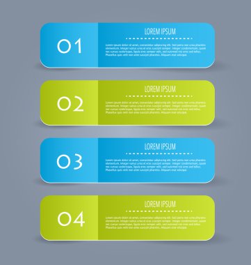 Business infographics template for presentation, education, web design, banners, brochures, flyers. Blue and green tabs.