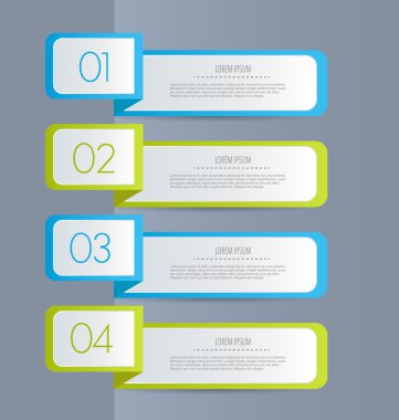 Business infographics template for presentation, education, web design, banners, brochures, flyers. Blue and green tabs.
