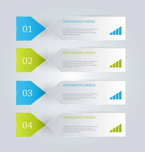 Business infographics template for presentation, education, web design, banners, brochures, flyers. Blue and green tabs. — Stok Vektör