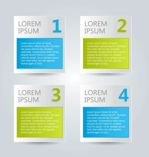 Plantilla de infografías de negocios para presentación, educación, diseño web, banners, folletos, volantes. Pestañas azul y verde . — Vector de stock