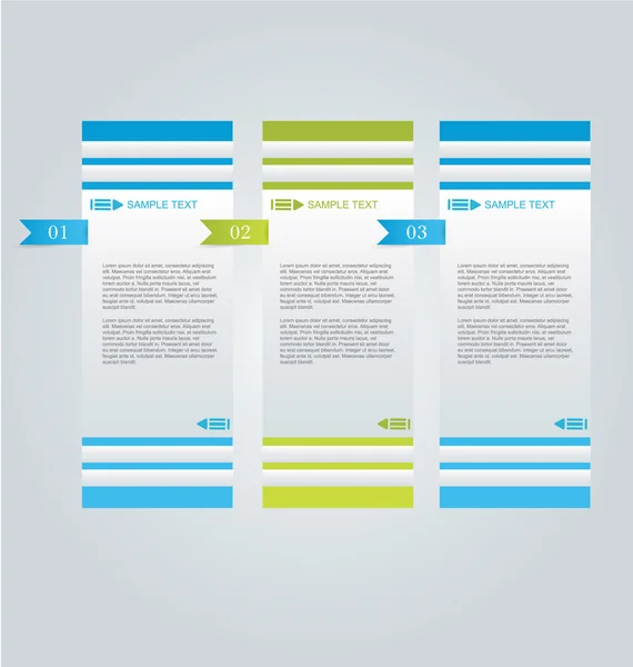 Plantilla de infografías de negocios para presentación, educación, diseño web, banners, folletos, volantes. Pestañas azul y verde . — Vector de stock