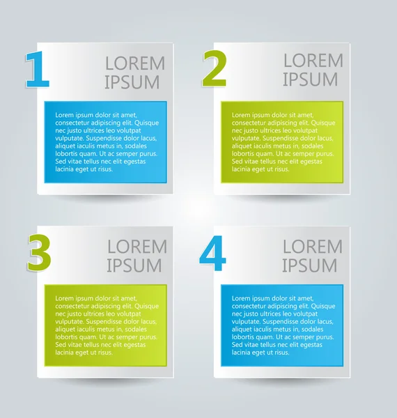 Plantilla de infografías de negocios para presentación, educación, diseño web, banners, folletos, volantes. Pestañas azul y verde . — Vector de stock