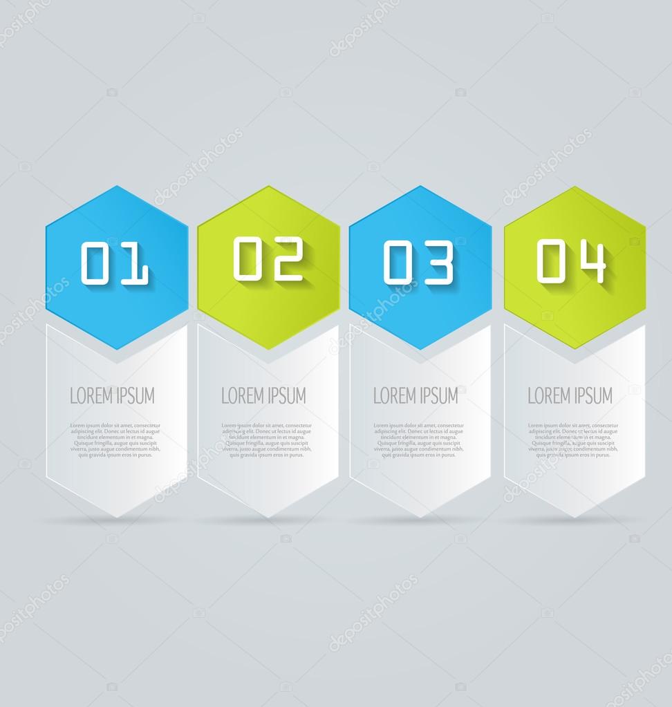 Business infographics template for presentation, education, web design, banners, brochures, flyers. Blue and green tabs.