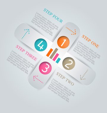 Infographic template with step options for business, startup concept, web design, data visualization, banner, brochure or flyer layouts, presentation, education