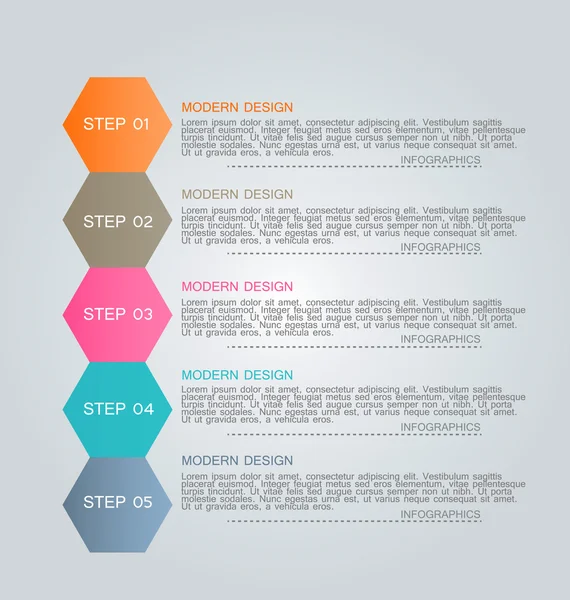 Infographic template with step options for business, startup concept, web design, data visualization, banner, brochure or flyer layouts, presentation, education — Stok Vektör