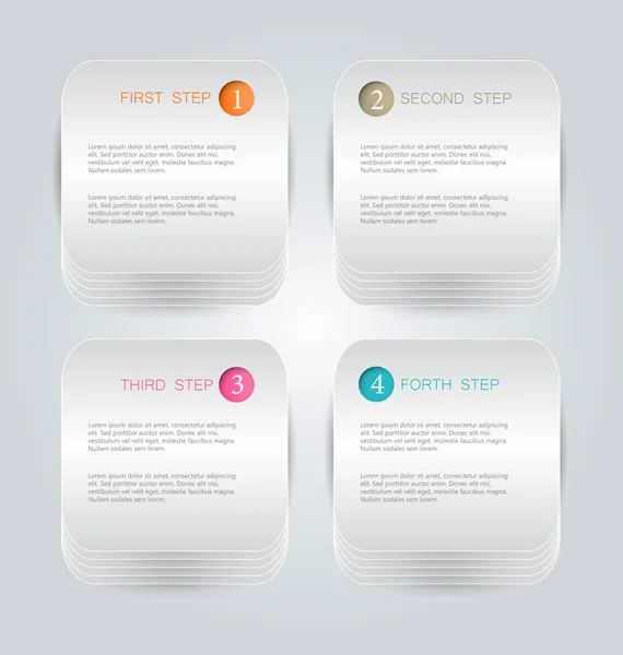 Infographic template with step options for business, startup concept, web design, data visualization, banner, brochure or flyer layouts, presentation, education — Stok Vektör