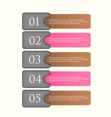 Business infographics template for presentation, education, web design, banners, brochures, flyers. Brown and pink colors.