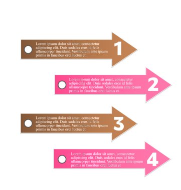 Business infographics template for presentation, education, web design, banners, brochures, flyers. Brown and pink colors.