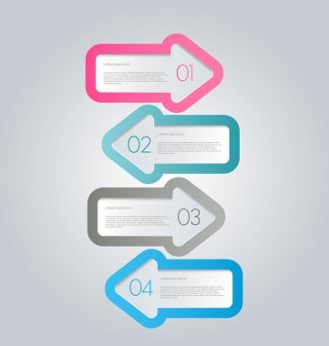 Business infographics template for presentation, education, web design, banners, brochures, flyers. Blue, green, grey and black tabs.