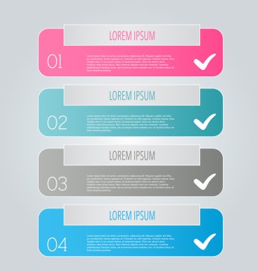Business infographics template for presentation, education, web design, banners, brochures, flyers. Blue, green, grey and black tabs.
