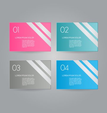 Business infographics template for presentation, education, web design, banners, brochures, flyers. Blue, green, grey and black tabs.