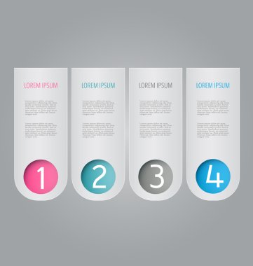 Business infographics template for presentation, education, web design, banners, brochures, flyers. Blue, green, grey and black tabs.